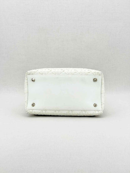 Pre - loved CHRISTIAN DIOR Lady Dior White Top Handle at Reems Closet