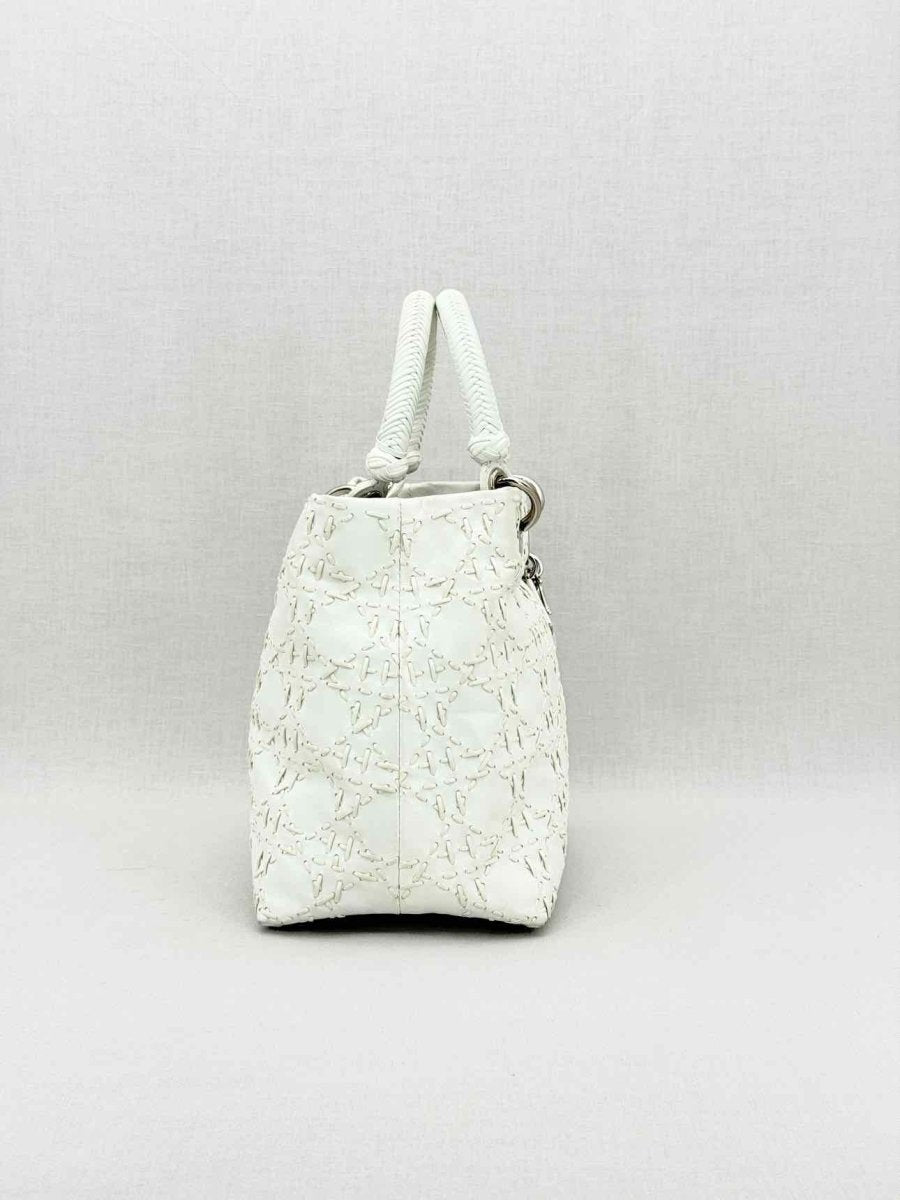 Pre - loved CHRISTIAN DIOR Lady Dior White Top Handle at Reems Closet