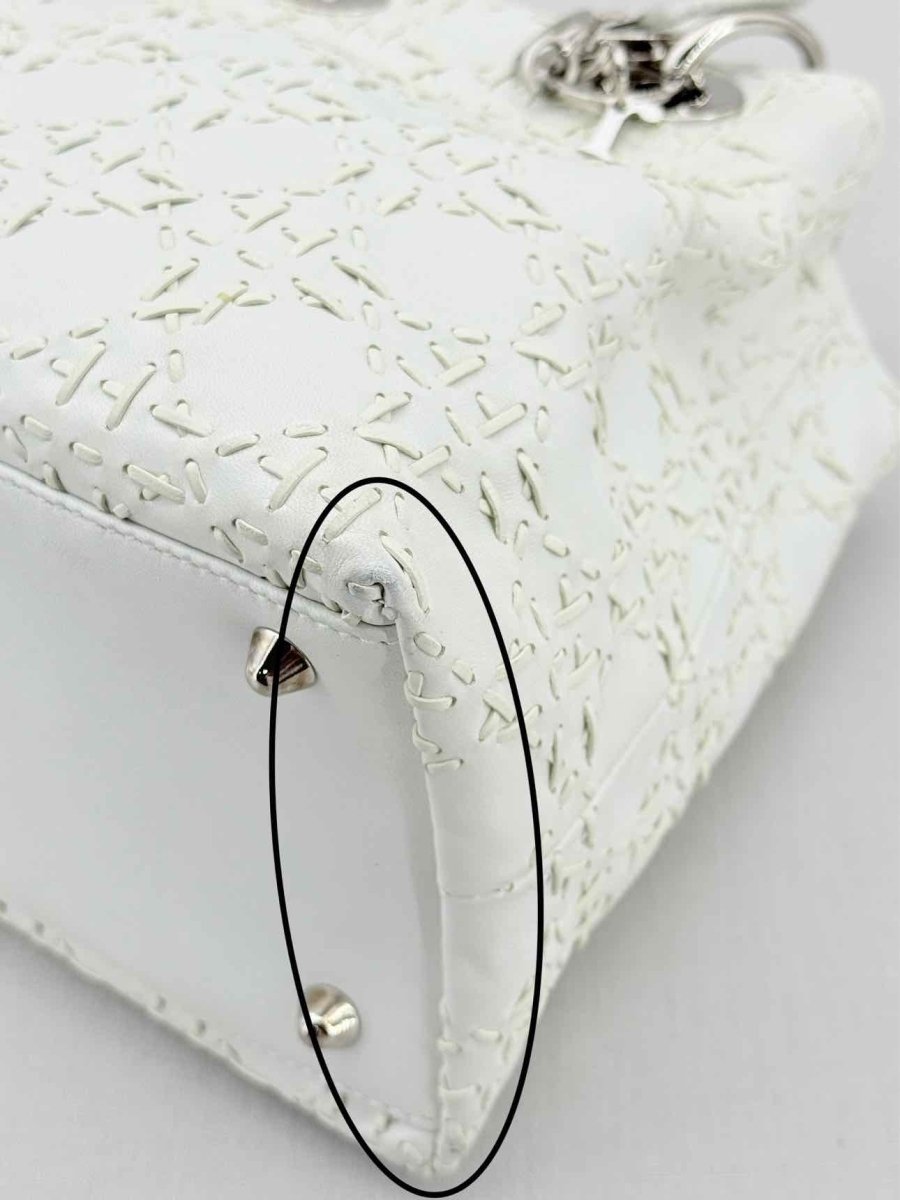 Pre - loved CHRISTIAN DIOR Lady Dior White Top Handle at Reems Closet