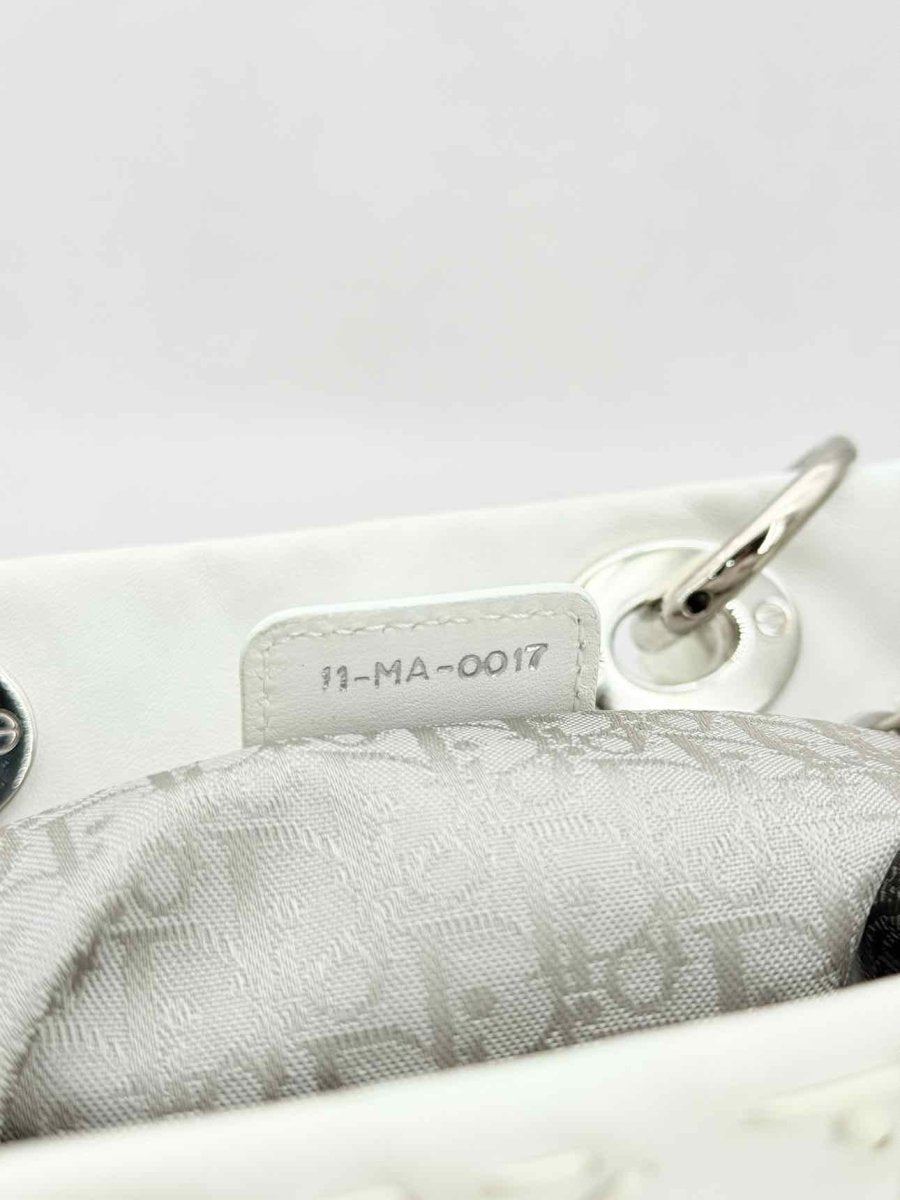 Pre - loved CHRISTIAN DIOR Lady Dior White Top Handle at Reems Closet