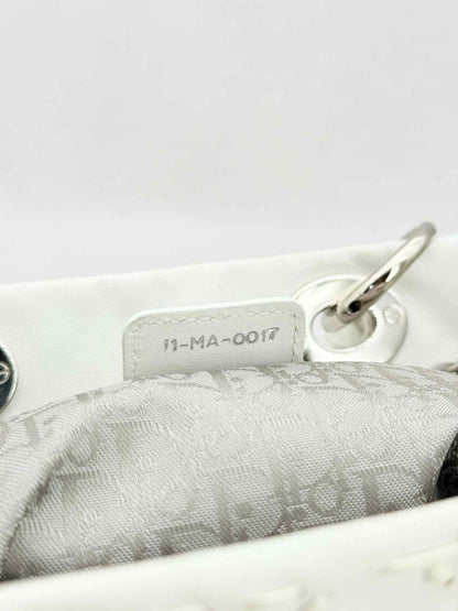 Pre - loved CHRISTIAN DIOR Lady Dior White Top Handle at Reems Closet