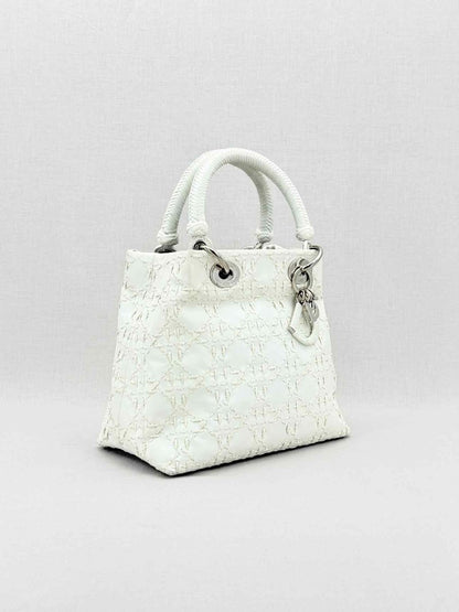Pre - loved CHRISTIAN DIOR Lady Dior White Top Handle at Reems Closet