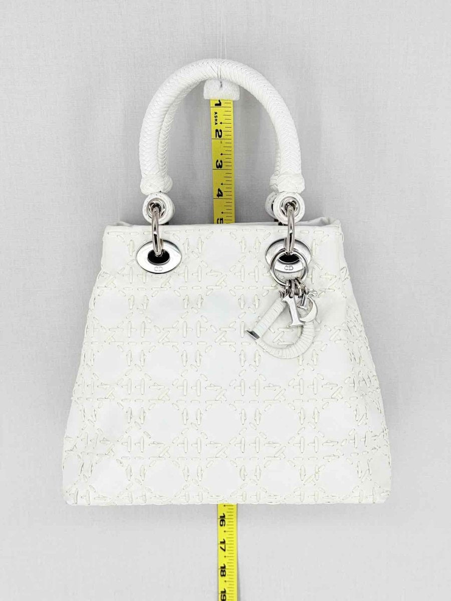 Pre - loved CHRISTIAN DIOR Lady Dior White Top Handle at Reems Closet