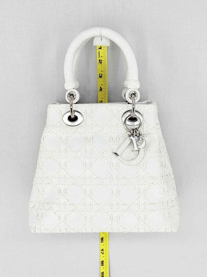 Pre - loved CHRISTIAN DIOR Lady Dior White Top Handle at Reems Closet