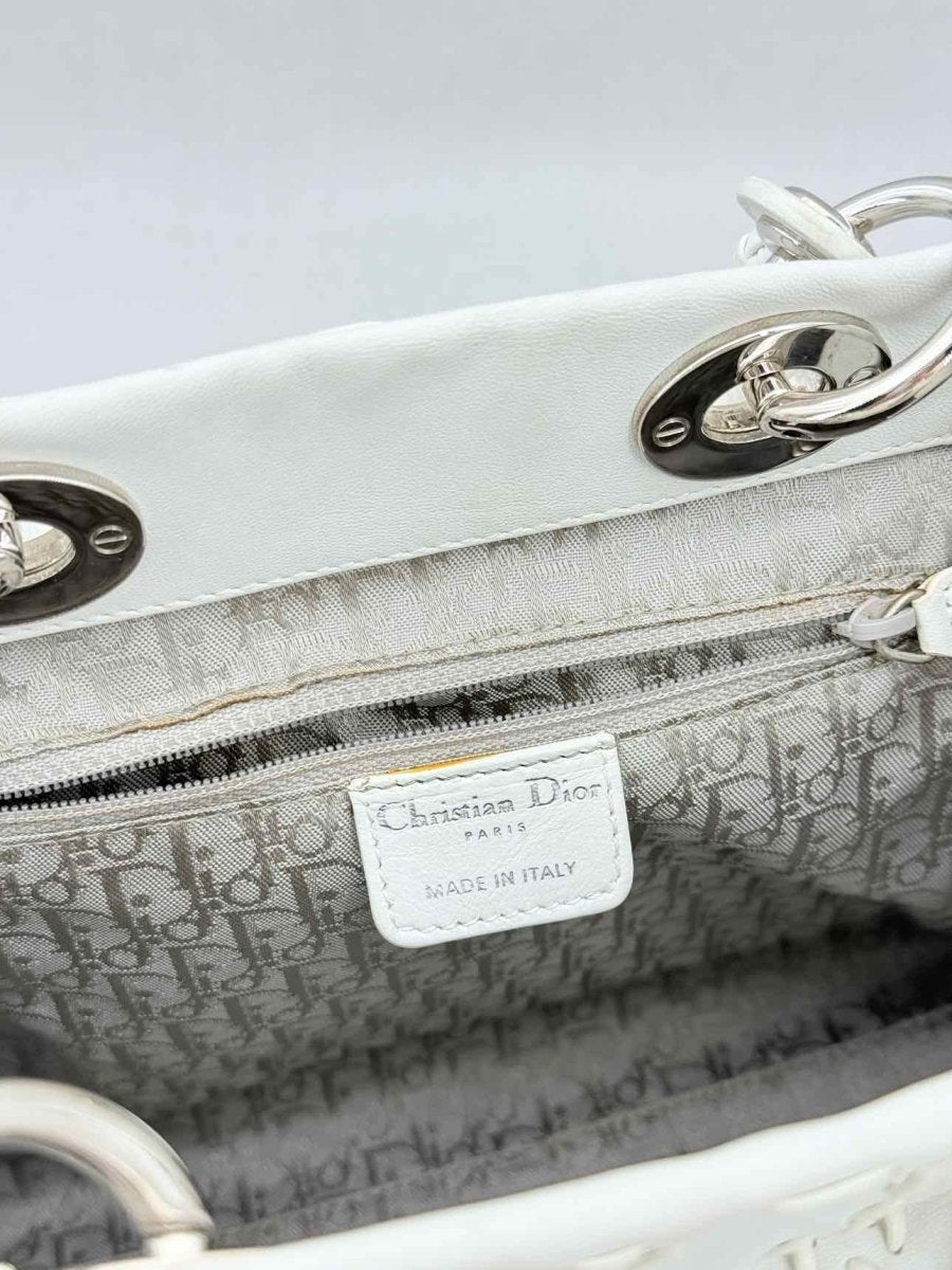 Pre - loved CHRISTIAN DIOR Lady Dior White Top Handle at Reems Closet