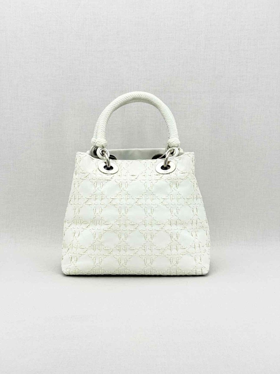 Pre - loved CHRISTIAN DIOR Lady Dior White Top Handle at Reems Closet