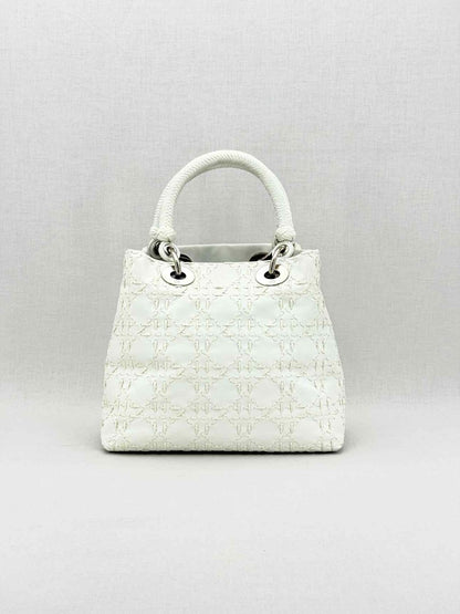Pre - loved CHRISTIAN DIOR Lady Dior White Top Handle at Reems Closet