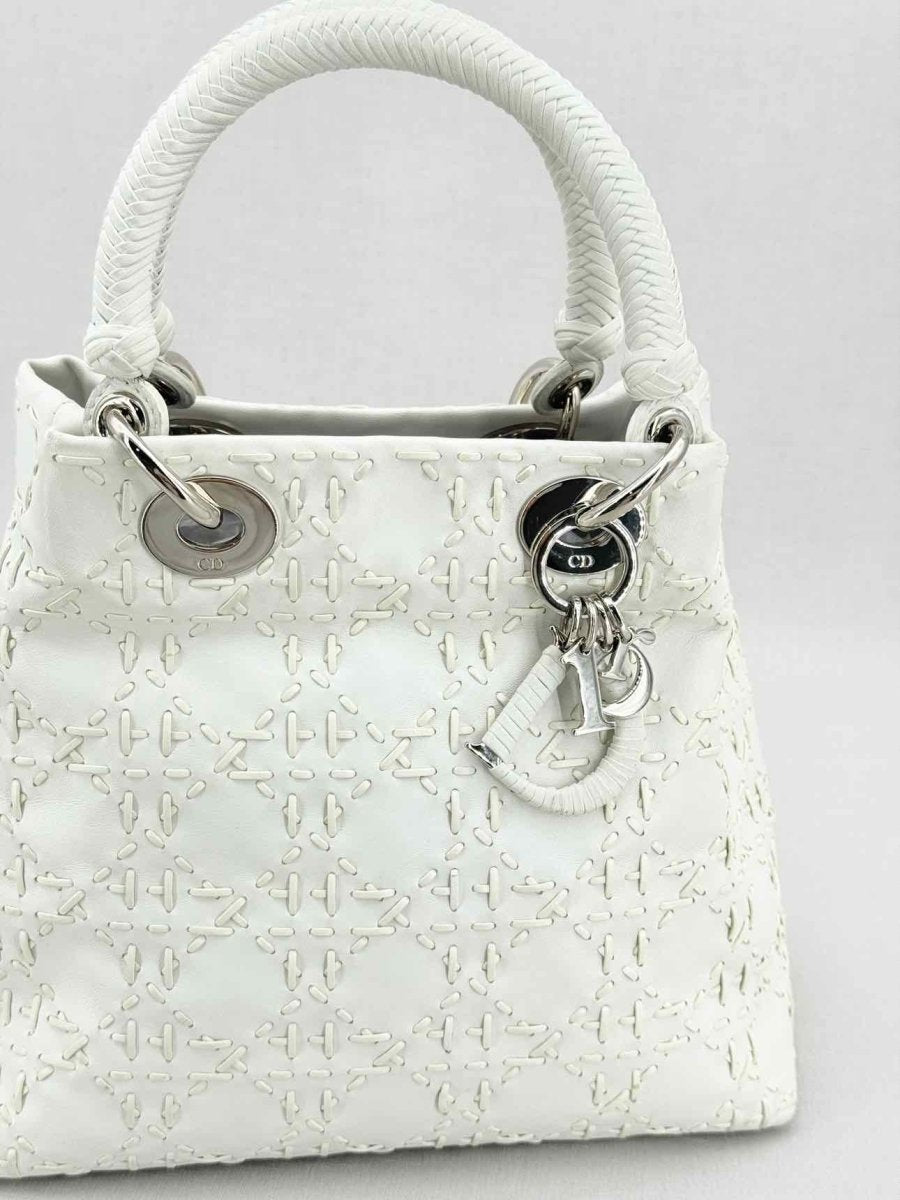 Pre - loved CHRISTIAN DIOR Lady Dior White Top Handle at Reems Closet