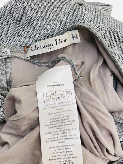 Pre - loved CHRISTIAN DIOR Metallic Silver Knee Length Dress US12 at Reems Closet