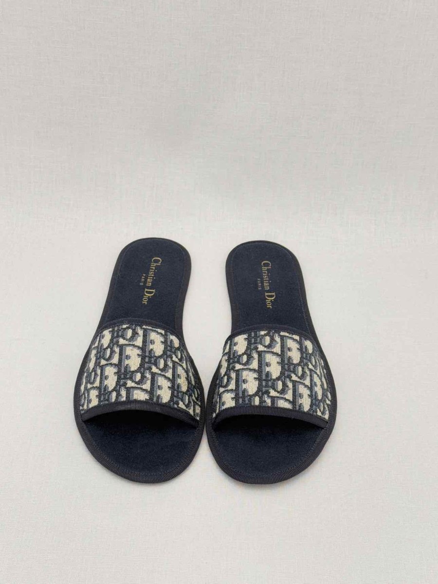 Pre - loved CHRISTIAN DIOR Navy Blue Flat Shoes at Reems Closet