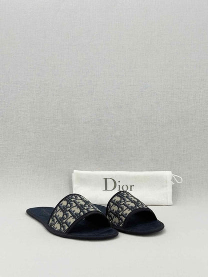 Pre - loved CHRISTIAN DIOR Navy Blue Flat Shoes at Reems Closet