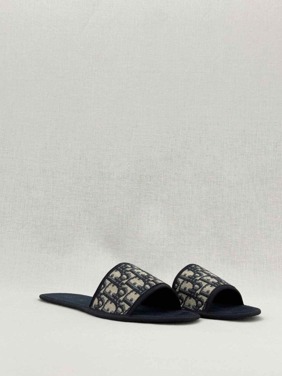 Pre - loved CHRISTIAN DIOR Navy Blue Flat Shoes at Reems Closet