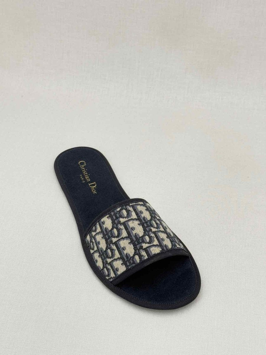 Pre - loved CHRISTIAN DIOR Navy Blue Flat Shoes at Reems Closet