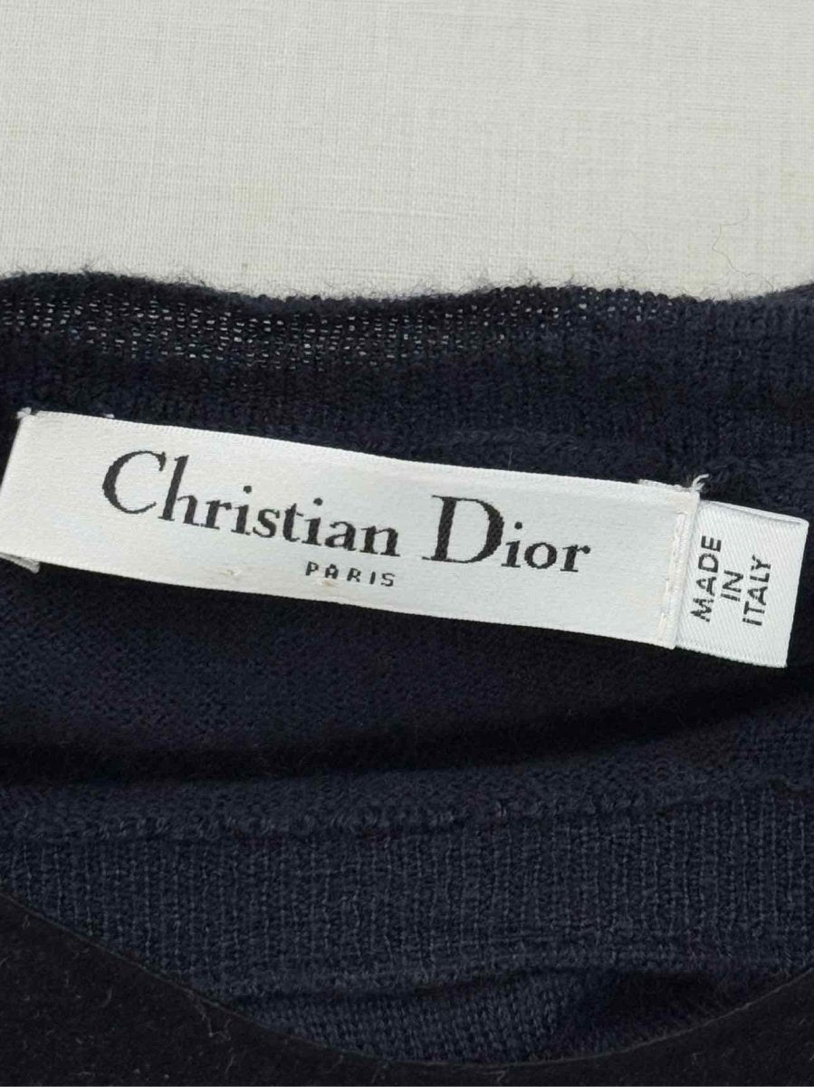 Pre - loved CHRISTIAN DIOR Navy Blue Heart Size US 6 Sweater at Reems Closet