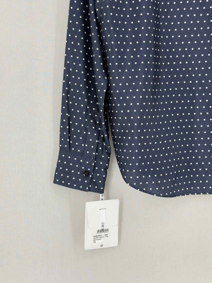 Pre - loved CHRISTIAN DIOR Navy Blue Polka Dot Size US 4 Shirt at Reems Closet