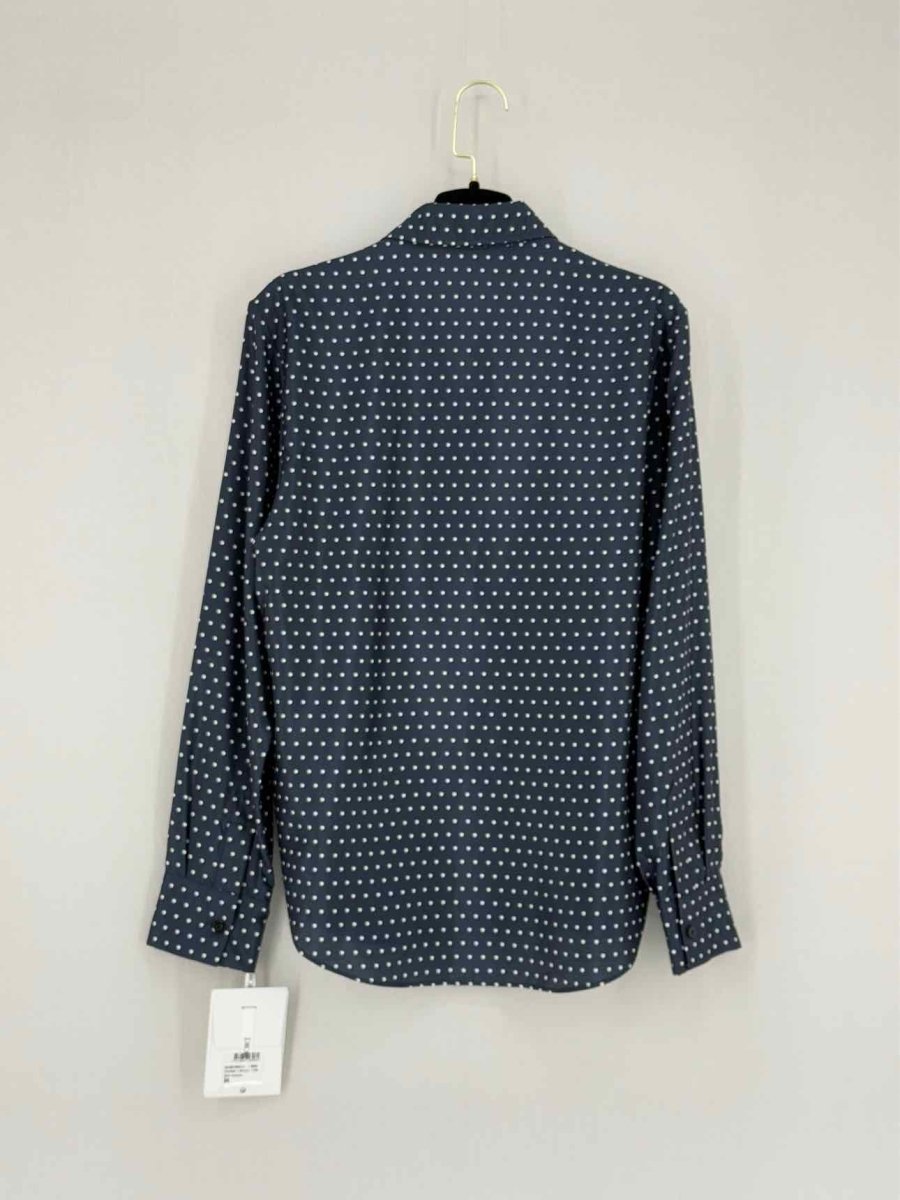 Pre - loved CHRISTIAN DIOR Navy Blue Polka Dot Size US 4 Shirt at Reems Closet