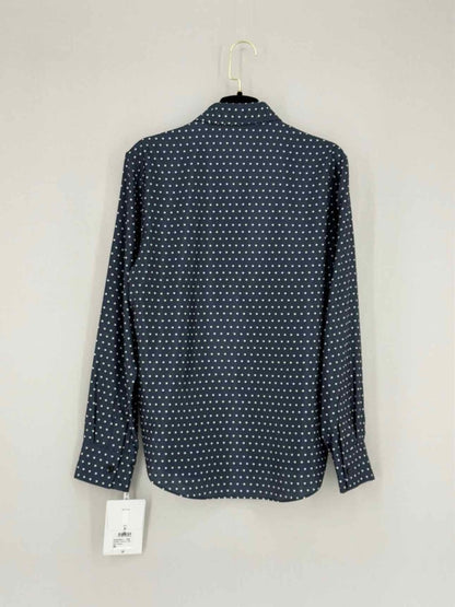 Pre - loved CHRISTIAN DIOR Navy Blue Polka Dot Size US 4 Shirt at Reems Closet