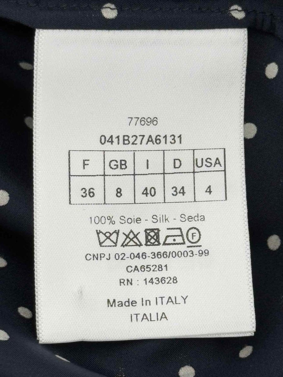 Pre - loved CHRISTIAN DIOR Navy Blue Polka Dot Size US 4 Shirt at Reems Closet