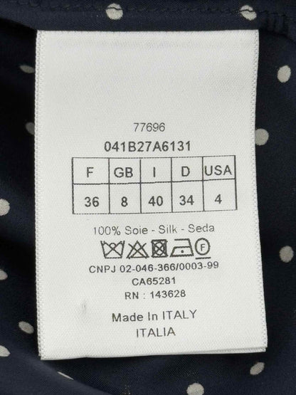 Pre - loved CHRISTIAN DIOR Navy Blue Polka Dot Size US 4 Shirt at Reems Closet