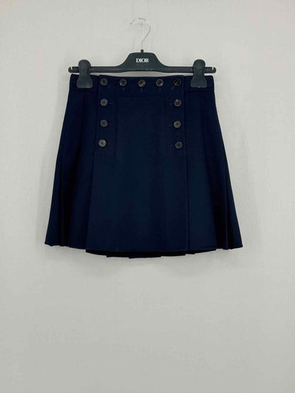 Pre - loved CHRISTIAN DIOR Navy Pleated Size US 4 Mini Skirt at Reems Closet