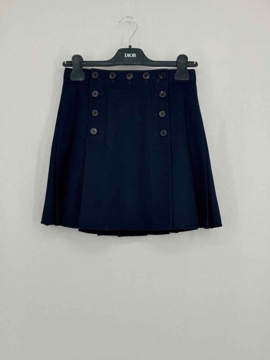 Pre - loved CHRISTIAN DIOR Navy Pleated Size US 4 Mini Skirt at Reems Closet