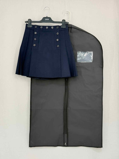 Pre - loved CHRISTIAN DIOR Navy Pleated Size US 4 Mini Skirt at Reems Closet