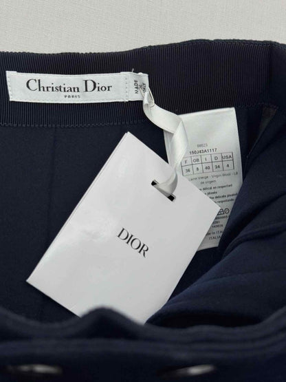 Pre - loved CHRISTIAN DIOR Navy Pleated Size US 4 Mini Skirt at Reems Closet
