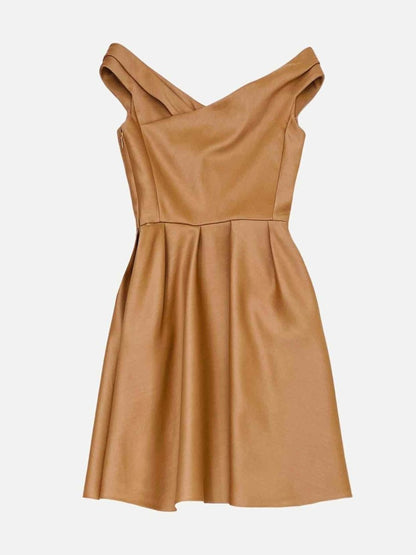 Pre - loved CHRISTIAN DIOR Off Shoulder Mocha Size US 8 Short Dress at Reems Closet