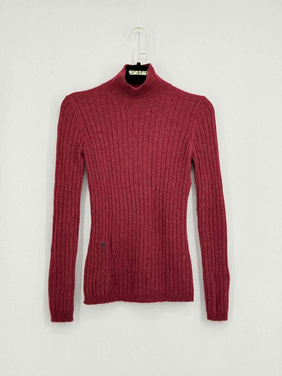 Pre - loved CHRISTIAN DIOR Polo Neck Burgundy Size US 4 Sweater at Reems Closet