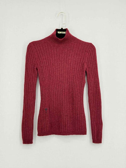 Pre - loved CHRISTIAN DIOR Polo Neck Burgundy Size US 4 Sweater at Reems Closet
