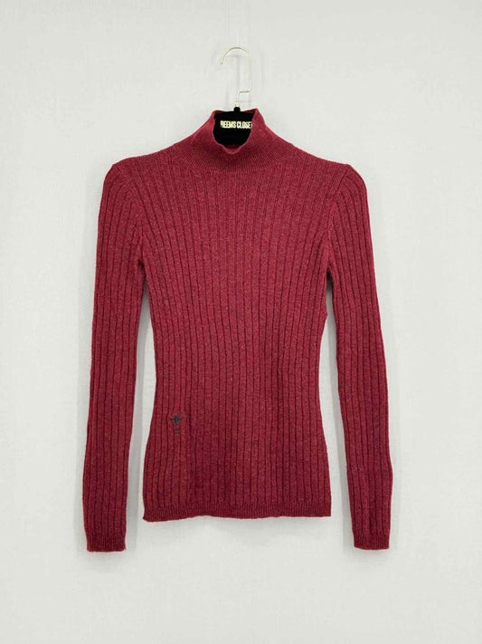Pre - loved CHRISTIAN DIOR Polo Neck Burgundy Size US 4 Sweater at Reems Closet