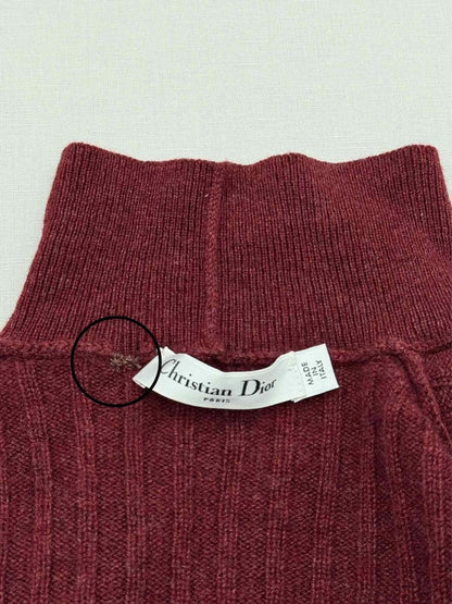 Pre - loved CHRISTIAN DIOR Polo Neck Burgundy Size US 4 Sweater at Reems Closet