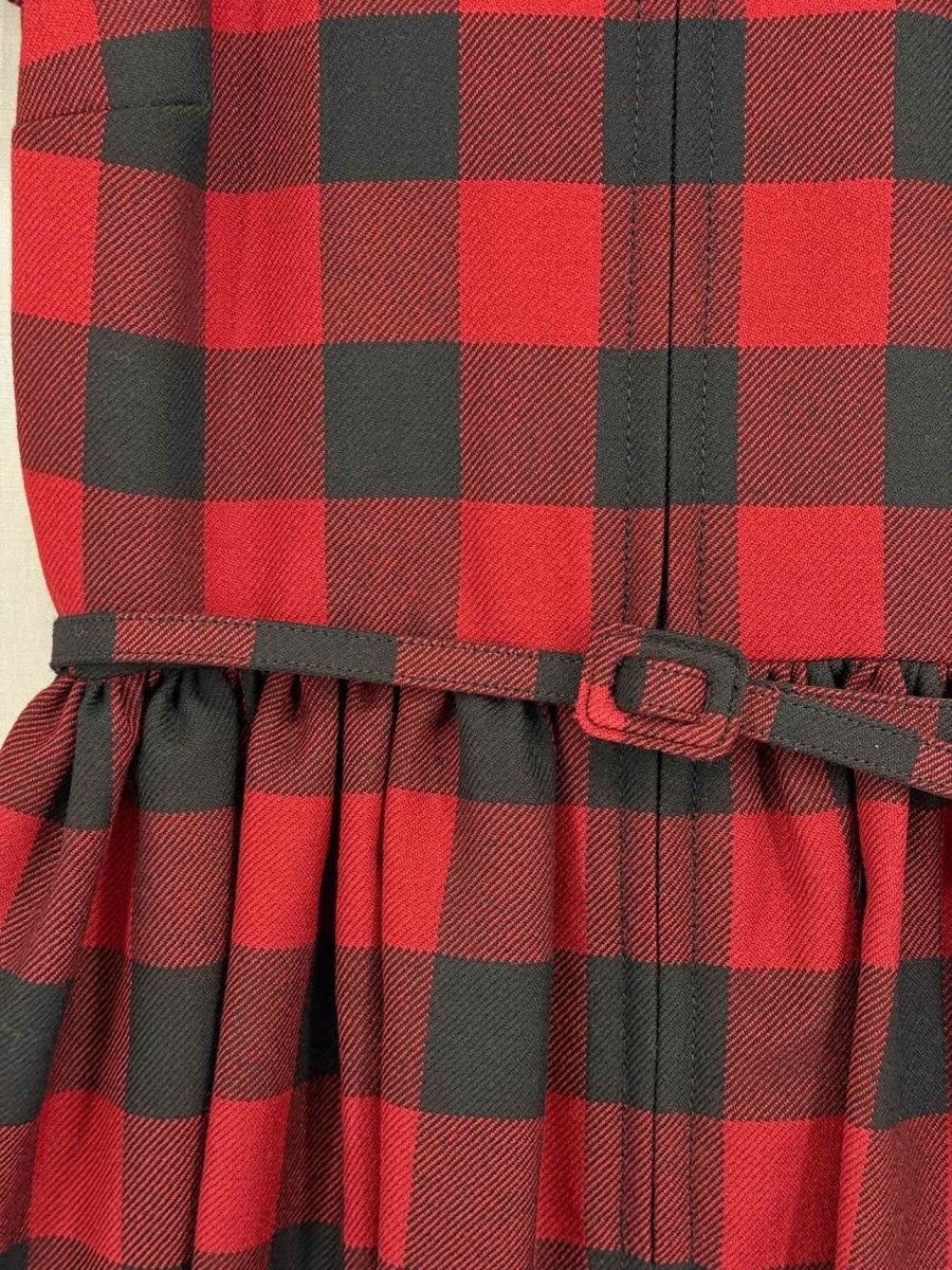 Pre - loved CHRISTIAN DIOR Red & Black Check Size US 4 Short Dress at Reems Closet