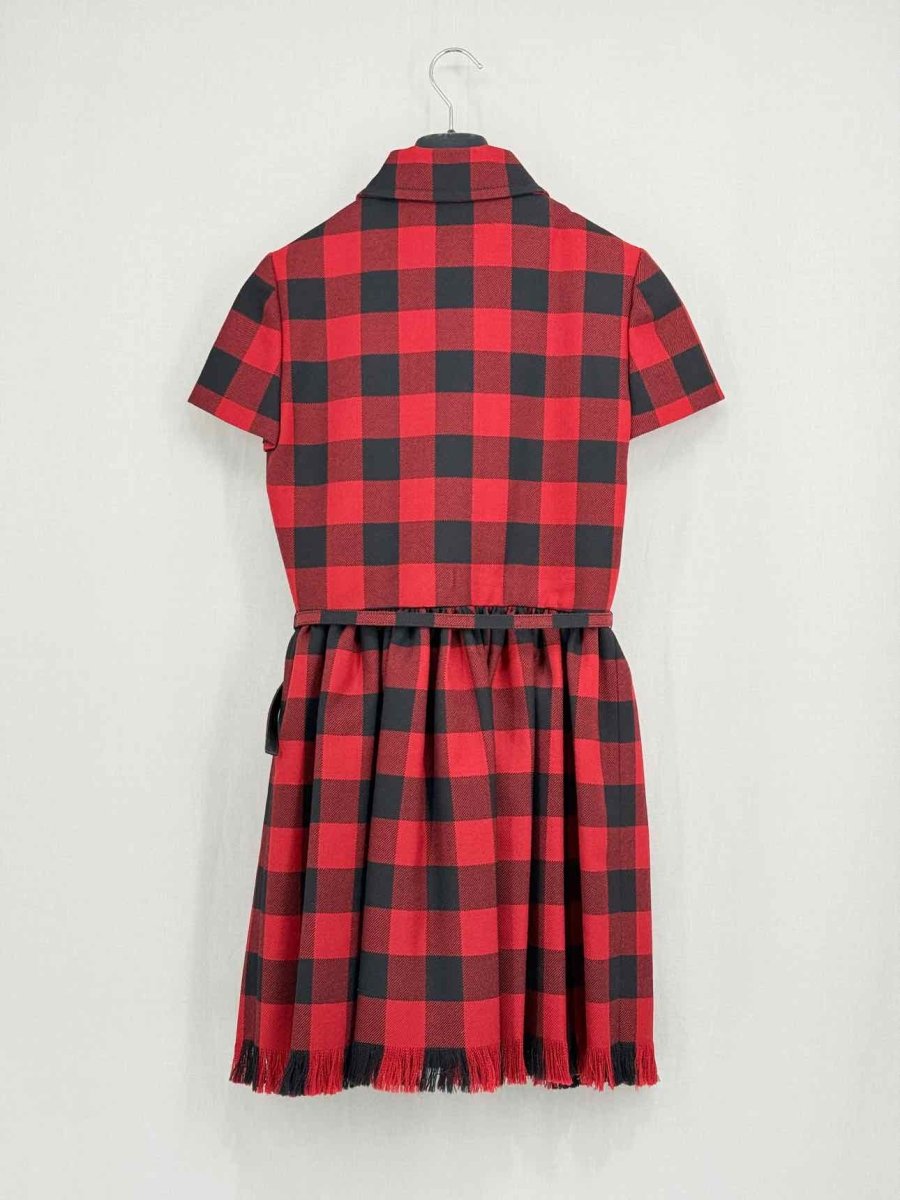 Pre - loved CHRISTIAN DIOR Red & Black Check Size US 4 Short Dress at Reems Closet