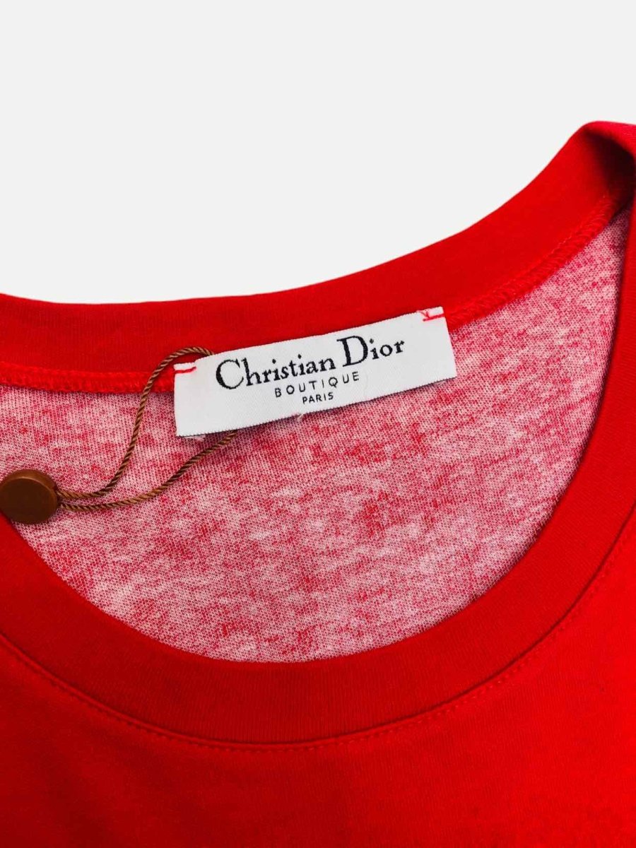 Pre - loved CHRISTIAN DIOR Red Embroidered T-shirt at Reems Closet