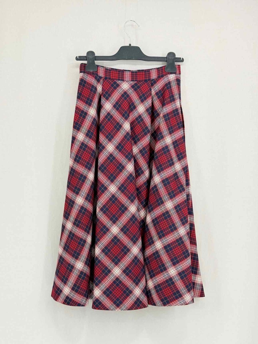 Pre - loved CHRISTIAN DIOR Red Multicolor Size US 4 Midi Skirt at Reems Closet