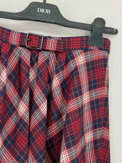 Pre - loved CHRISTIAN DIOR Red Multicolor Size US 4 Midi Skirt at Reems Closet