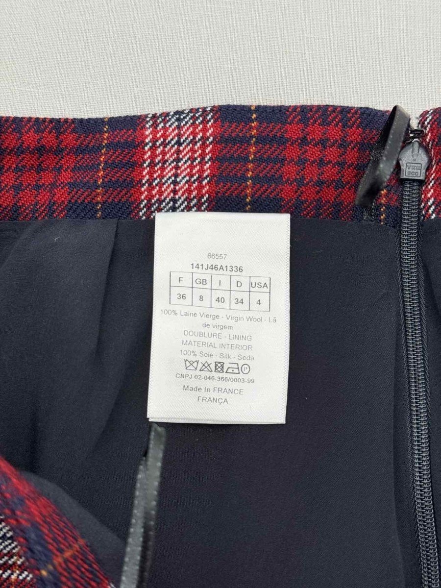 Pre - loved CHRISTIAN DIOR Red Multicolor Size US 4 Midi Skirt at Reems Closet