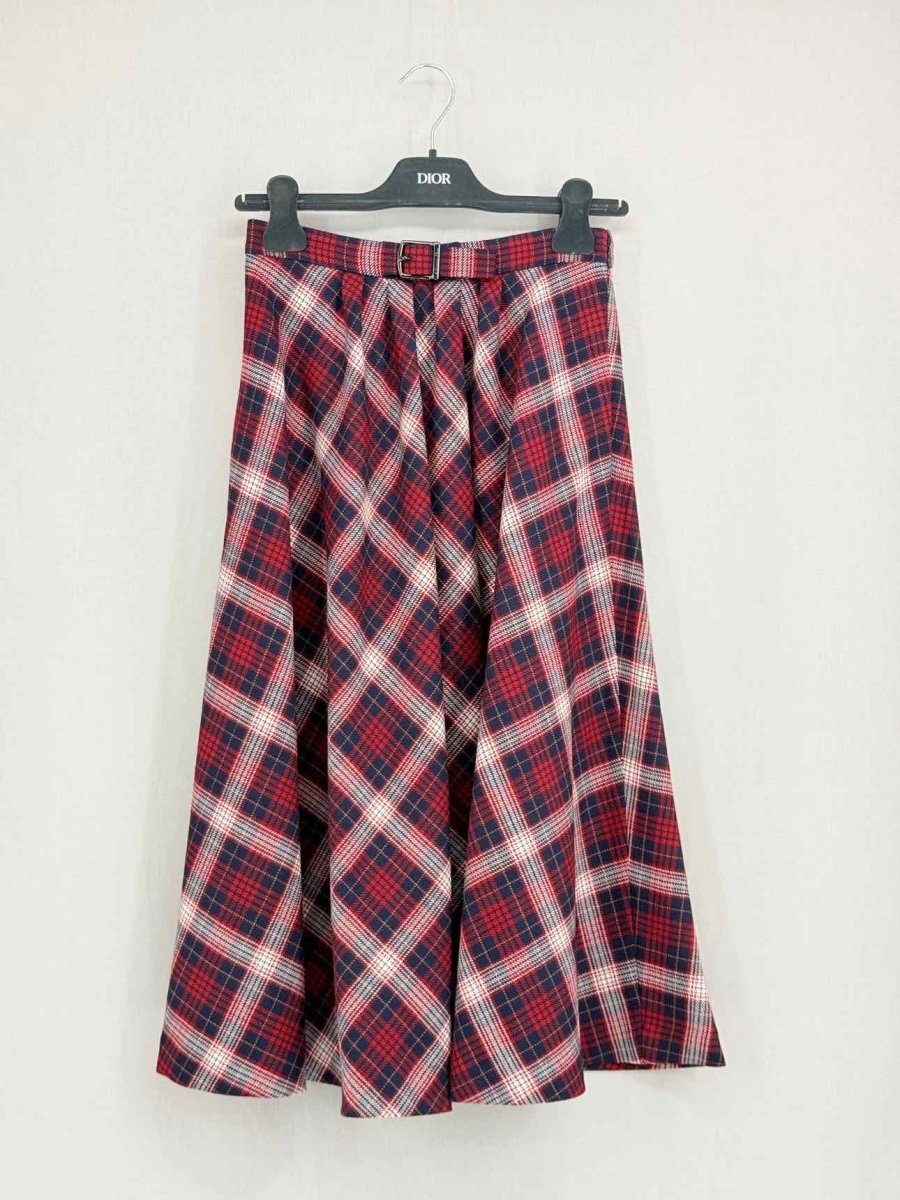 Pre - loved CHRISTIAN DIOR Red Multicolor Size US 4 Midi Skirt at Reems Closet