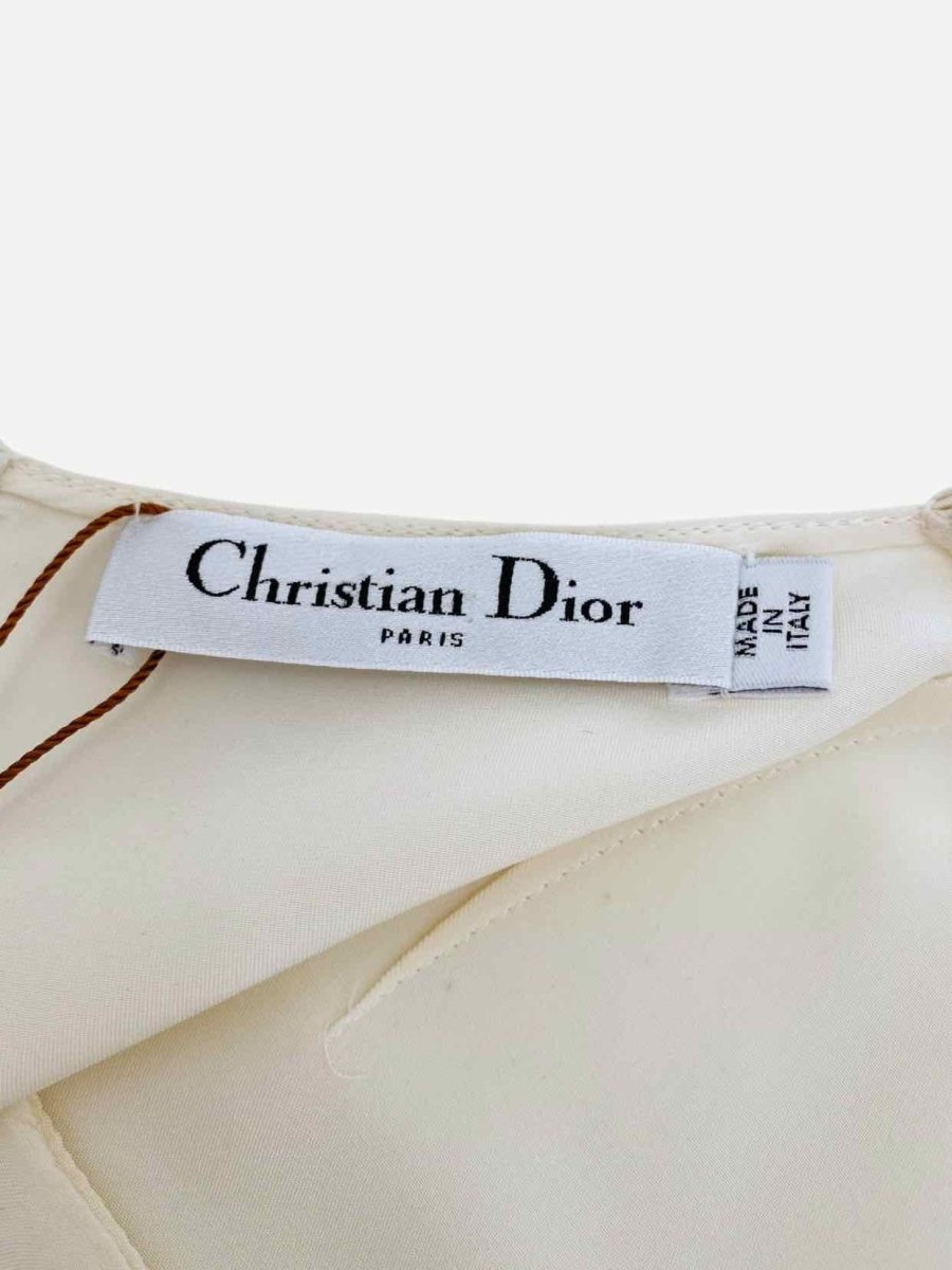 Pre - loved CHRISTIAN DIOR Scoop Neck Cream Top at Reems Closet