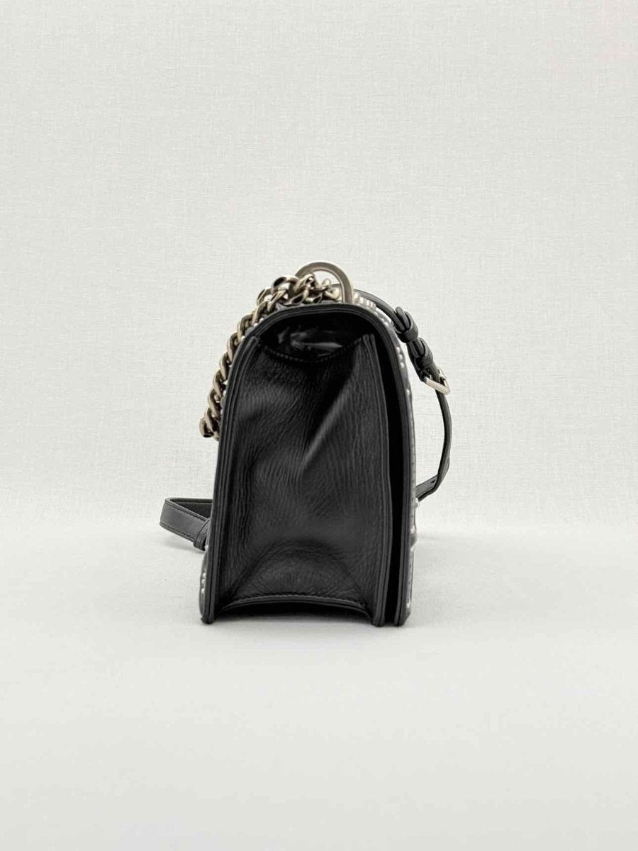 Pre - loved CHRISTIAN DIOR Studded Diorama Black Shoulder Bag at Reems Closet