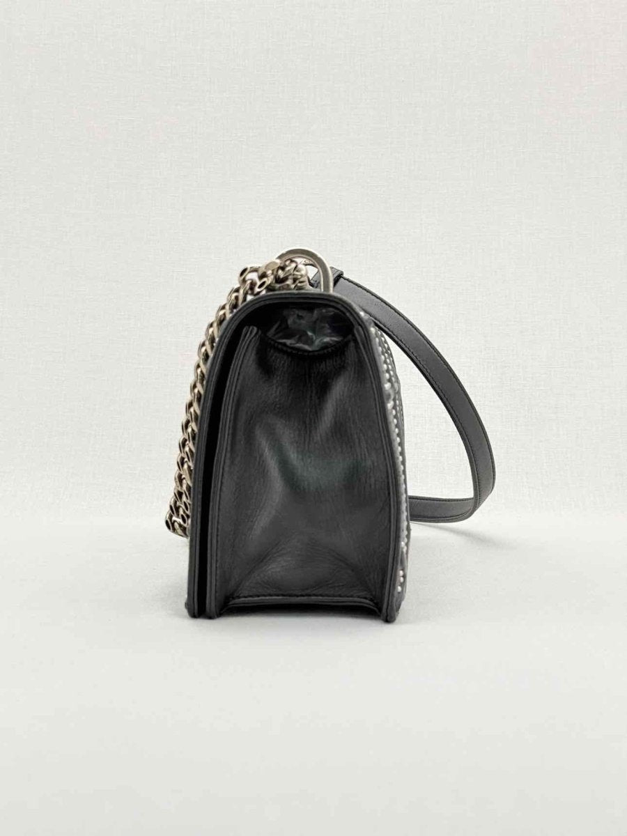 Pre - loved CHRISTIAN DIOR Studded Diorama Black Shoulder Bag at Reems Closet
