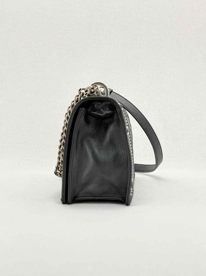 Pre - loved CHRISTIAN DIOR Studded Diorama Black Shoulder Bag at Reems Closet