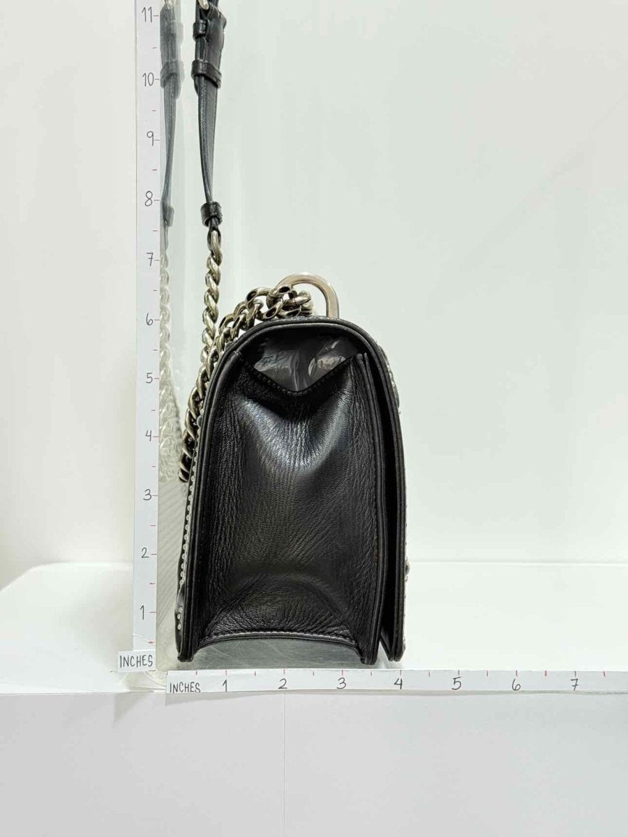 Pre - loved CHRISTIAN DIOR Studded Diorama Black Shoulder Bag at Reems Closet