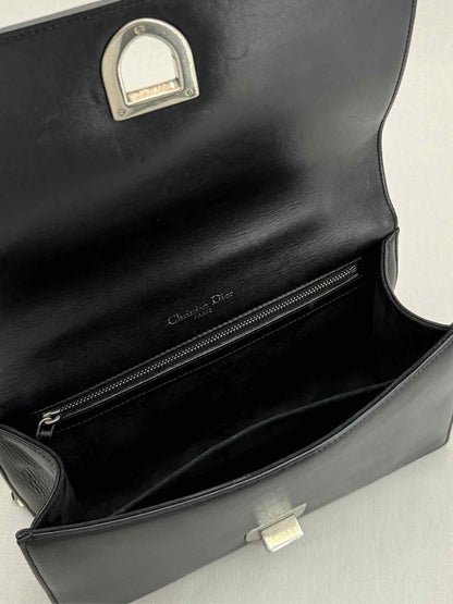 Pre - loved CHRISTIAN DIOR Studded Diorama Black Shoulder Bag at Reems Closet