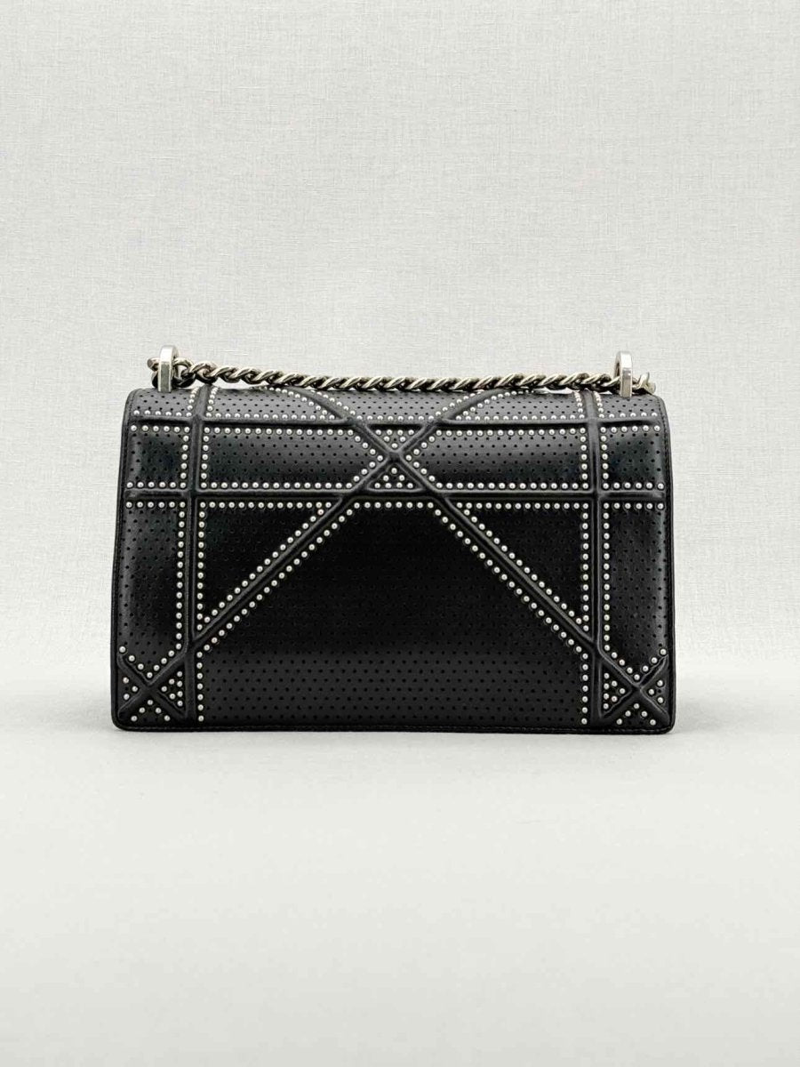 Pre - loved CHRISTIAN DIOR Studded Diorama Black Shoulder Bag at Reems Closet