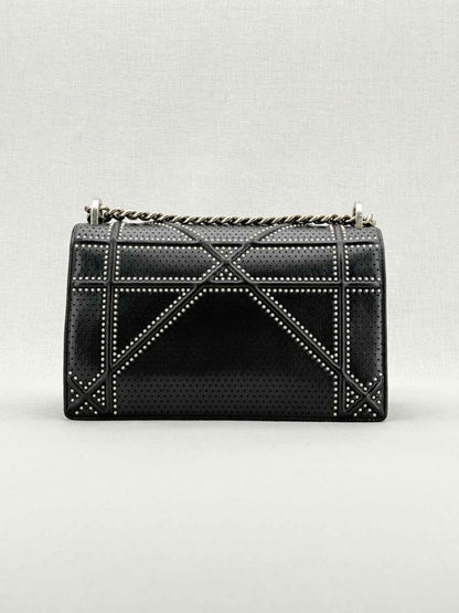 Pre - loved CHRISTIAN DIOR Studded Diorama Black Shoulder Bag at Reems Closet