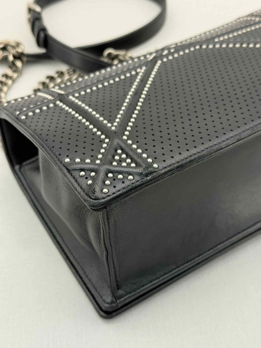 Pre - loved CHRISTIAN DIOR Studded Diorama Black Shoulder Bag at Reems Closet
