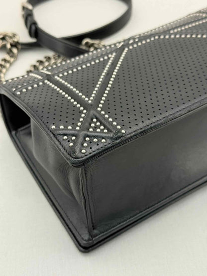 Pre - loved CHRISTIAN DIOR Studded Diorama Black Shoulder Bag at Reems Closet