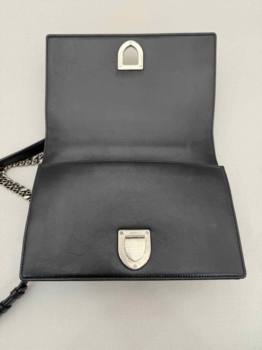 Pre - loved CHRISTIAN DIOR Studded Diorama Black Shoulder Bag at Reems Closet